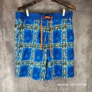 Robert Graham Mens Swimming Shorts Trunks Sz 36 Blue Summer Travel Vacation